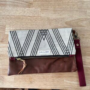 Jillian MADE Leather & Plaid Clutch w/ Wristlet